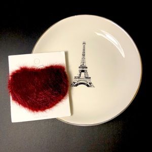 Burgundy Heart Faux Fur Hair Clip